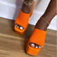 “LAUREN” Orange Chunky Heel