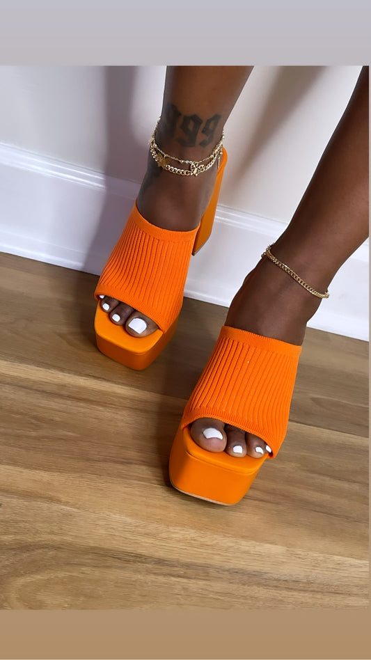 “LAUREN” Orange Chunky Heel