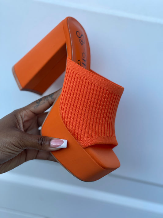 “LAUREN” Orange Chunky Heel