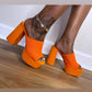 “LAUREN” Orange Chunky Heel